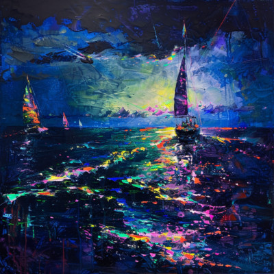 Neon Farben Abstrakt Impressionismus Leinwand Wandbild Bild Druck Bunt
