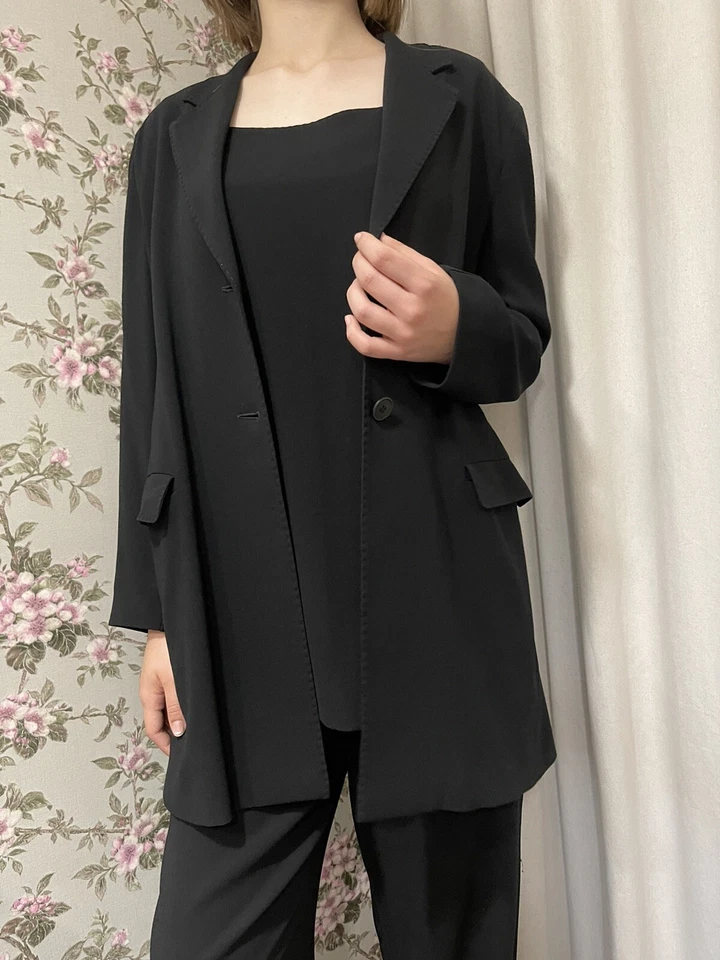 Max Mara Italia Mujer Negro Clásico Viscosa 3 Piezas Conjunto Elegante Traje Talla 44/M-L Foto 3 de 4