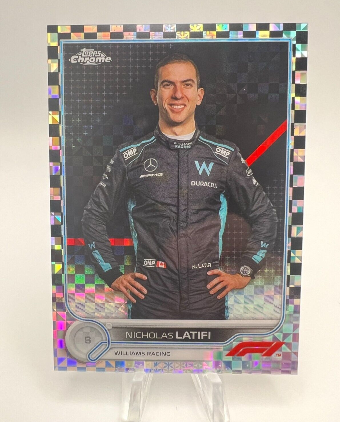 2022 Topps Chrome F1 #51 Nicholas Latifi CHECKER Flag Refractor GOAT Portrait