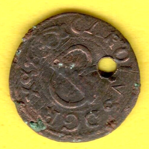 Livonia Schilling ca 1663 Carl XI "6?" Suceava Romania Moldova 679