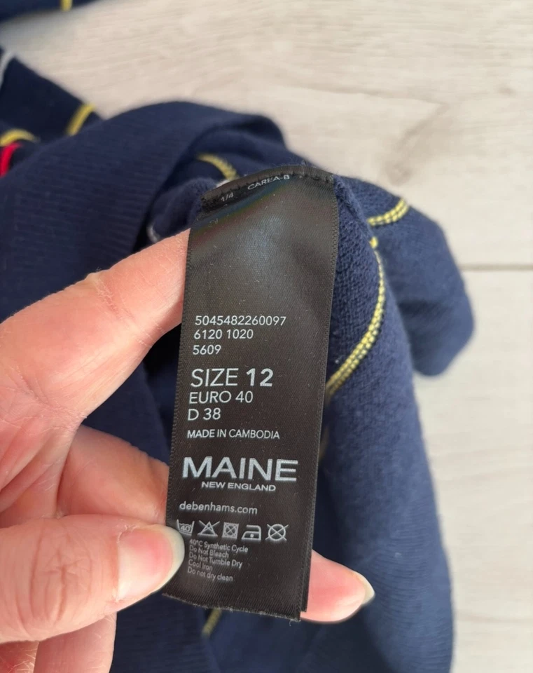 Women's Maine New England Sweater Jumper Navy Striped Sweater Size 12  - Image 4 of 4