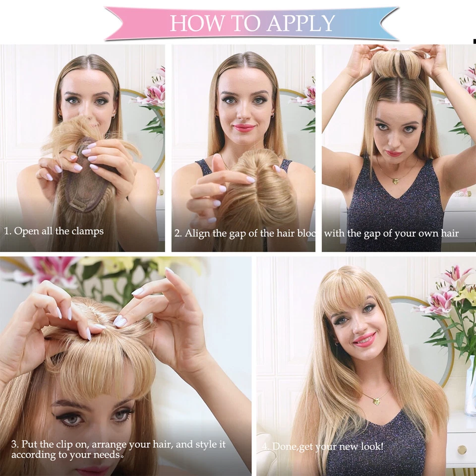 Topper de cabelo humano 100% clipe toupee em peças superiores femininas capa 10*10 - Imagem 4 de 4