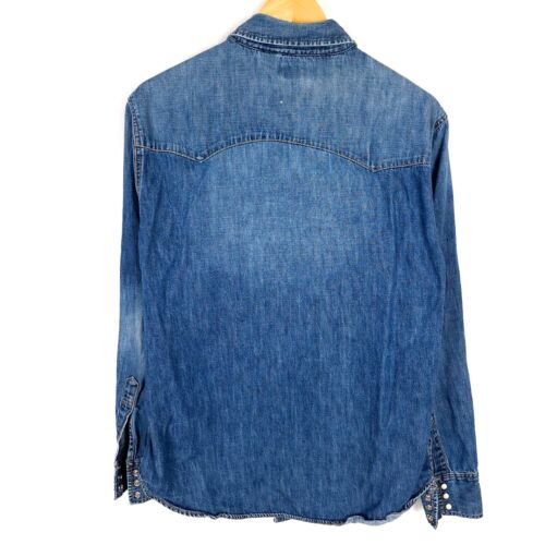LEVI STRAUSS & CO Uomo Jeans Camicia Taglia M Western Punto Collo Cotone Blu - Foto 2 di 10
