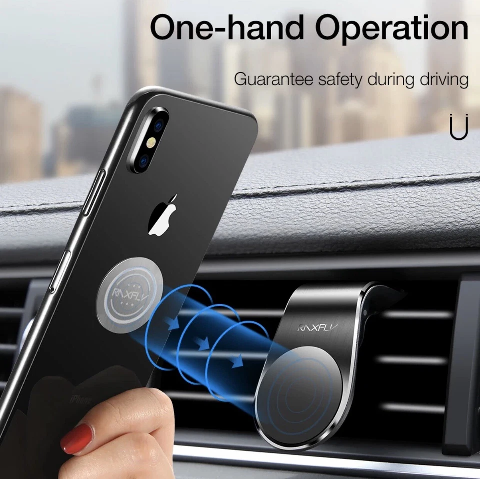 2 PackUniversal Car Phone BLACK Holder Clip Magnetic Air Vent Bracket All Phone - Image 2 of 4