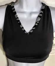 GK CHEER CROP TOP ADULT SMALL ZANY ZEBRA TRIM GRAY NYLON/SPANDEX T-BACK AS NWT 