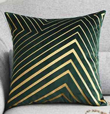 Luxurious Premium Quality Gold Stripe Embroidered Velvet Cushion Cover 45x45 cm - Afbeelding 7 van 7
