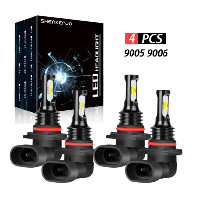 9005+9006 Front LED Headlights Kit Bulbs HIGH LOW Beam White 3570 CSP Chip