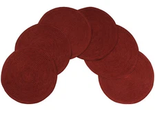 Eden Woven Braided Velvet Table Placemats 15 Inches Round Set of 6 Non-Slip Mats