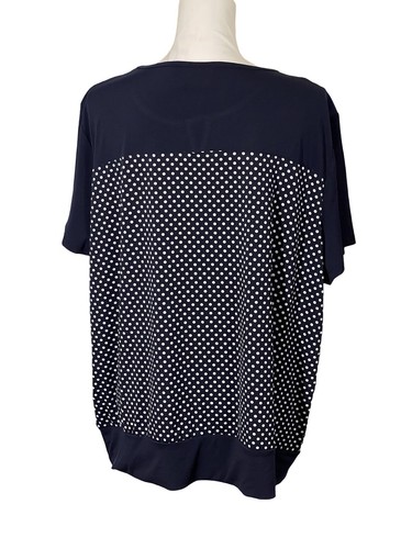 ALFRED DUNNER Seas The Day Navy & White Short Sleeve Top Women’s Size XL NWT - Picture 5 of 10