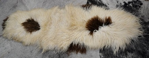 A Cascade of Natural Curls -Double Length Brown & White Icelandic Sheepskin Rug - Picture 2 of 10