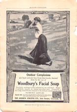 Andrew Jergens Co Cincinnati Ohio Golfing Woman Harsh Burned Look Vtg Print Ad