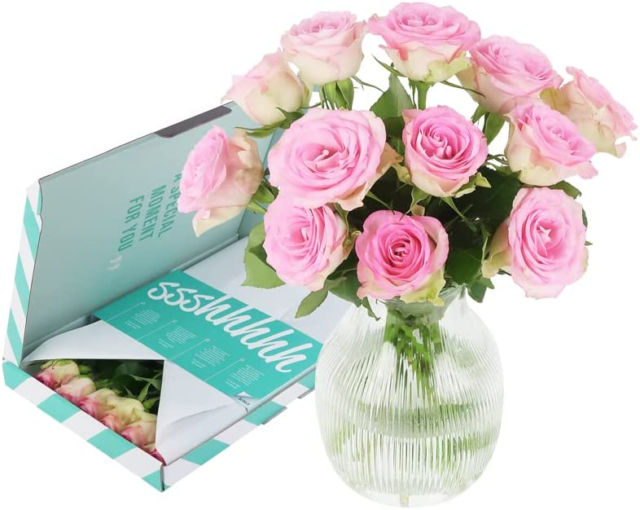 BloomPost Pink Roses - Letterbox Gift - Fresh Flowers Delivered - Bouquet for -