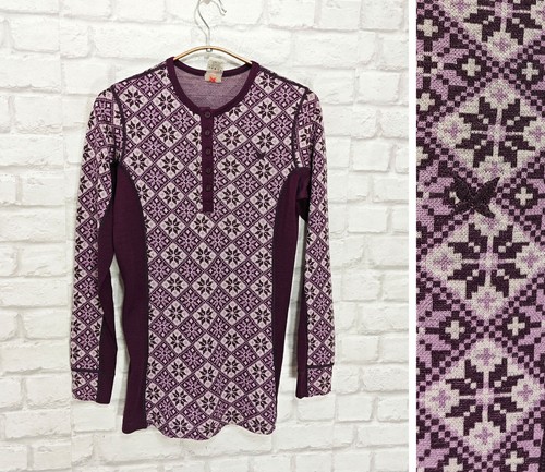 Kari Traa 100% Merinowolle Lila Thermo Wandern Reise Base Layer Größe M
