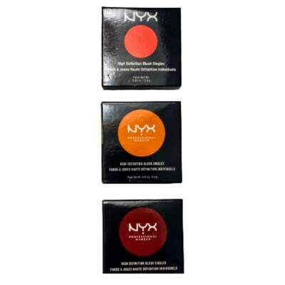 Pack of 3 NYX PROFESSIONAL MAKEUP High Definition Blush ~ Coral/Deep Plum/Red  