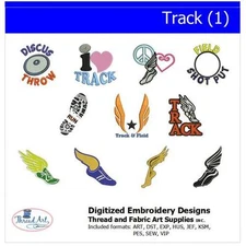 Embroidery Design Set - Track(1) - 13 Designs - 9 Formats - USB Stick