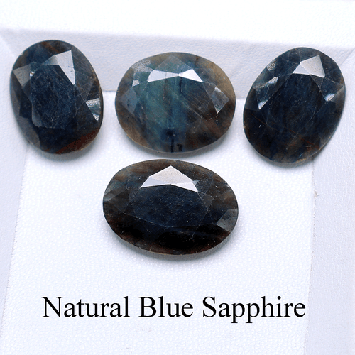4 Stück Madagaskar Natürlicher Blauer Saphir 18 mm-20 mm Unbehandelt Ovalschliff Edelsteine Posten - Bild 10 von 13