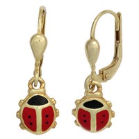 Ohrringe OhrhäNger Boutons MarienkäFer 333 Gold Gelbgold Schwarz Rot, Kinder