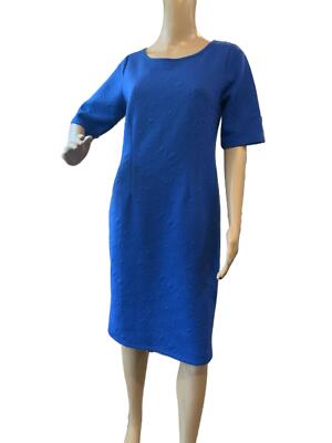 Monroe & Main Blue Short Sleeve Boat Neck Textured Dress Size Small