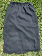 Vintage Ms. Paquette California Women's Black Polyester Lined Midi Skirt, L