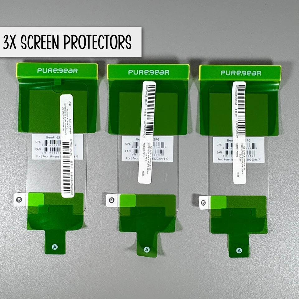 Protectores de pantalla Pure Gear para iPhone SE/8/7 - 3x HD vidrio transparente | pantalla de 4,7" Foto 2 de 4