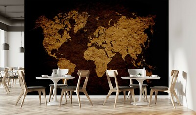 3D Vintage Golden 248NAO World Map Wallpaper Mural Removable Self-adhesive Amy