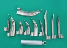 11 Pcs Laryngoscope 5 Mcintosh and 5 Miller Blades set with Medium Handle
