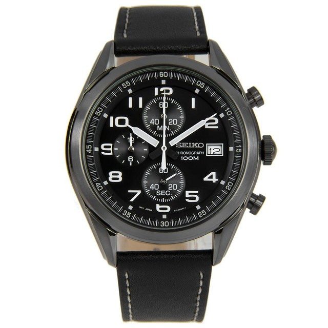 seiko men's leather watches