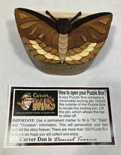 Carver Dan Wood Puzzle Box Butterfly