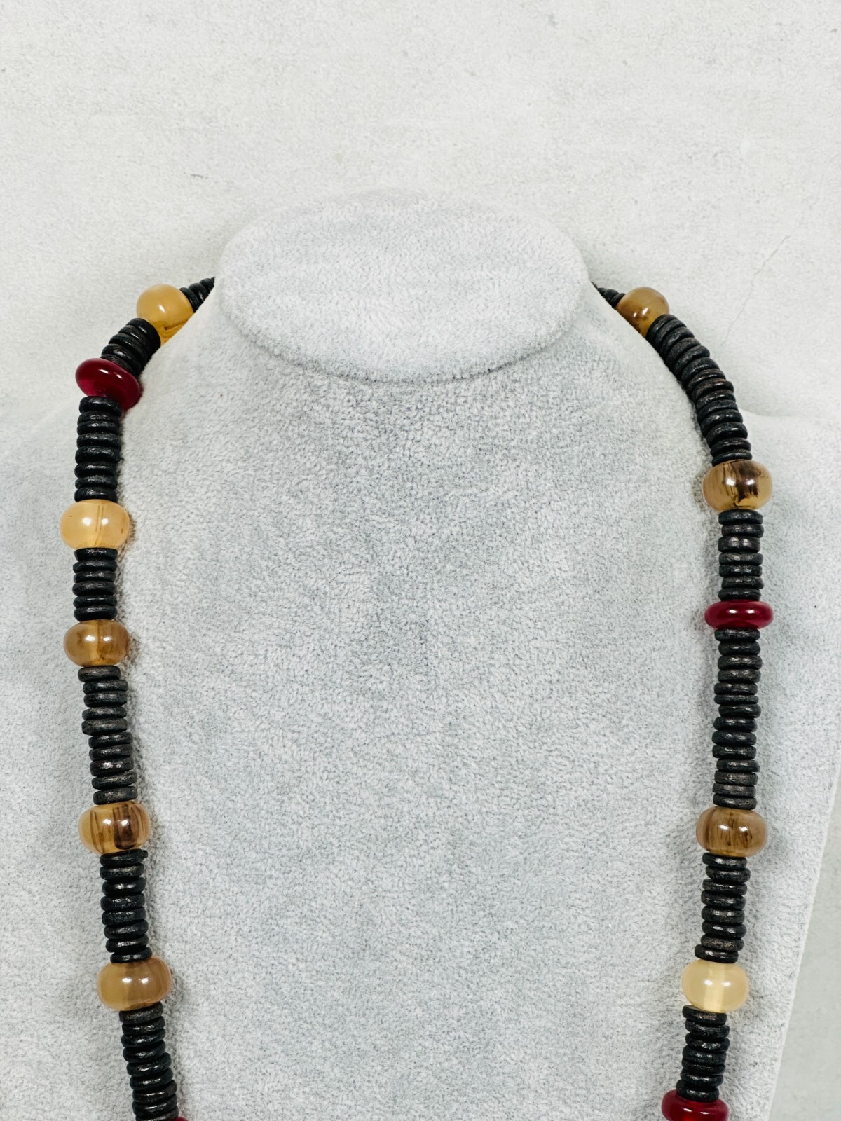 Chicos Statement Necklace Brown Translucent Carve… - image 4