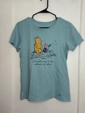 Life Is Good Crusher Tee Size S Light Blue Pooh Piglet T-Shirt Friendship Nature