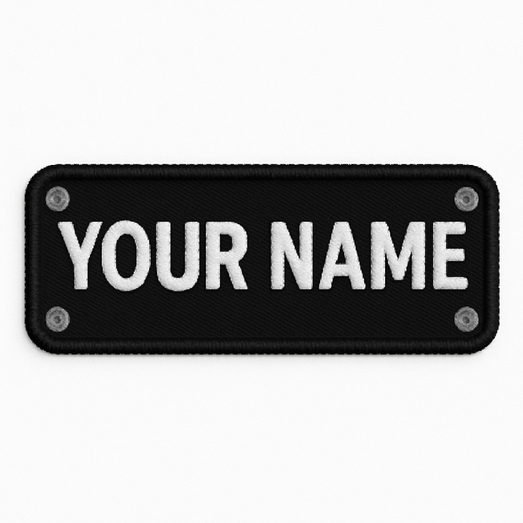 Custom Embroidered Patch Rectangle Name Iron On Sew On Hook &Loop Badge Applique