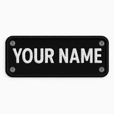 Custom Embroidered Patch Rectangle Name Iron On Sew On Hook &Loop Badge Applique