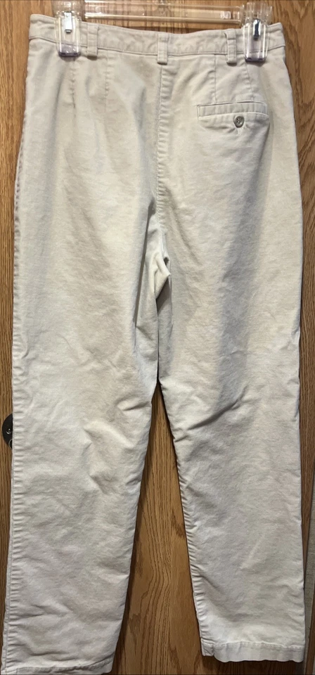 "Pantalones de pana Liz Claiborne talla 6 beige pierna recta elásticos 29,5"" entrepierna" Foto 2 de 4