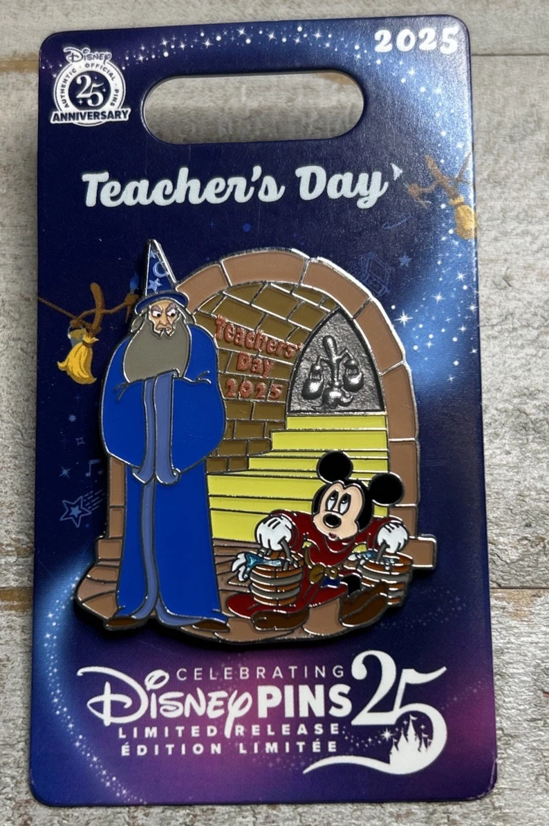 Sorcerer Mickey Mouse and Yensid Teacher's Day 2025 Disney Pin Fantasia
