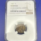 1944 Lincoln Wheat Small Cent NGC VF Details BN  Environmental Damage