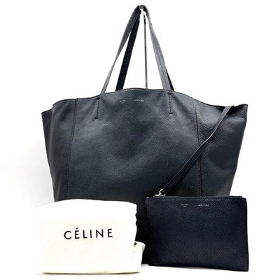 CELINE Cabas Phantom Tote Schultertasche Handtasche Navy Caviar Leder...