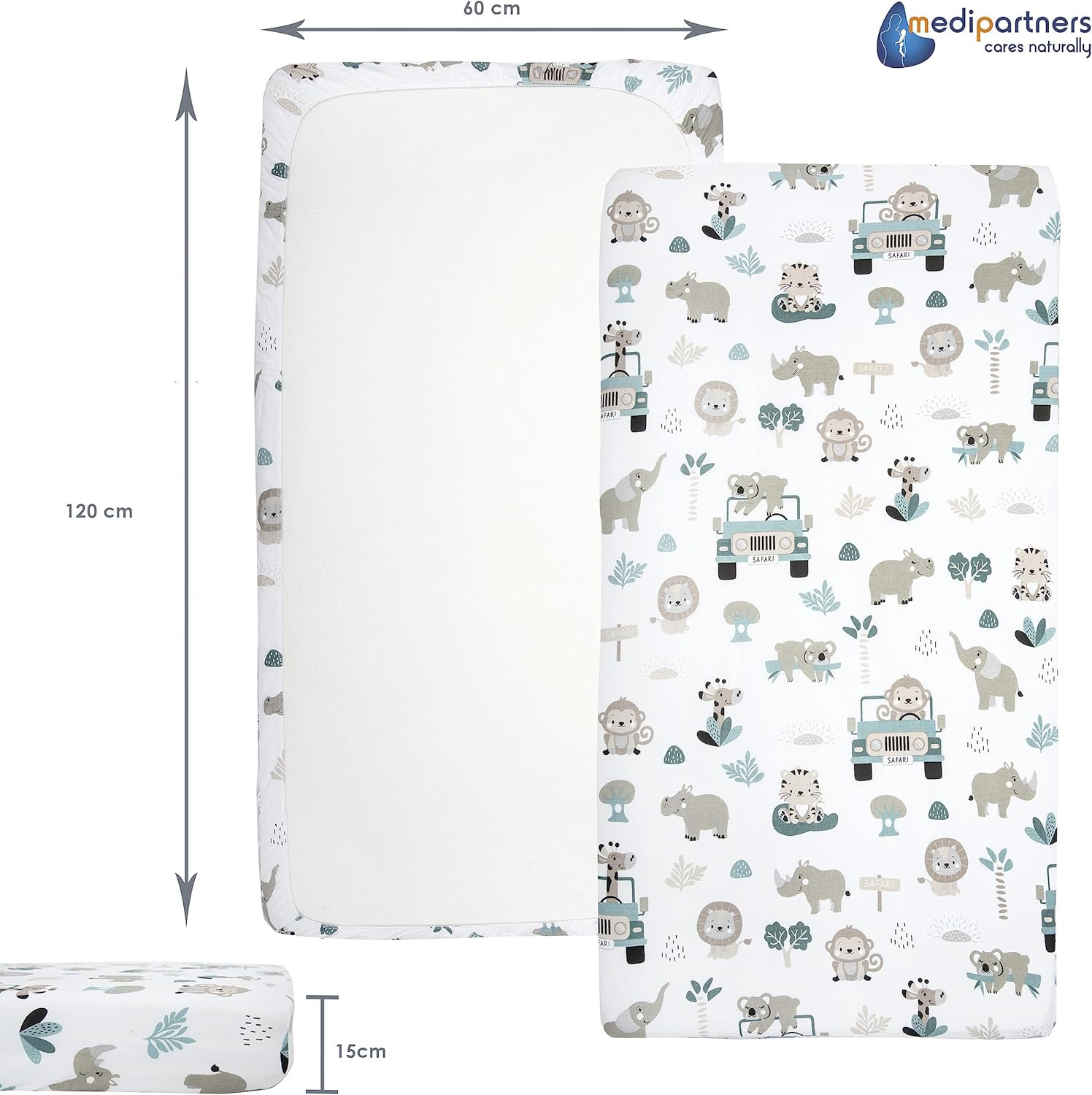 Lenzuola Lettino Set 3 Neonato 60X120-100% Cotone Lenzuolo Con Angoli Culla Copr foto 4