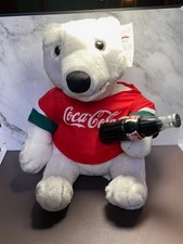 Coca-Cola Polar Bear Stuffy w/ Coke Bottle Plush Collection Vintage 1998 WT