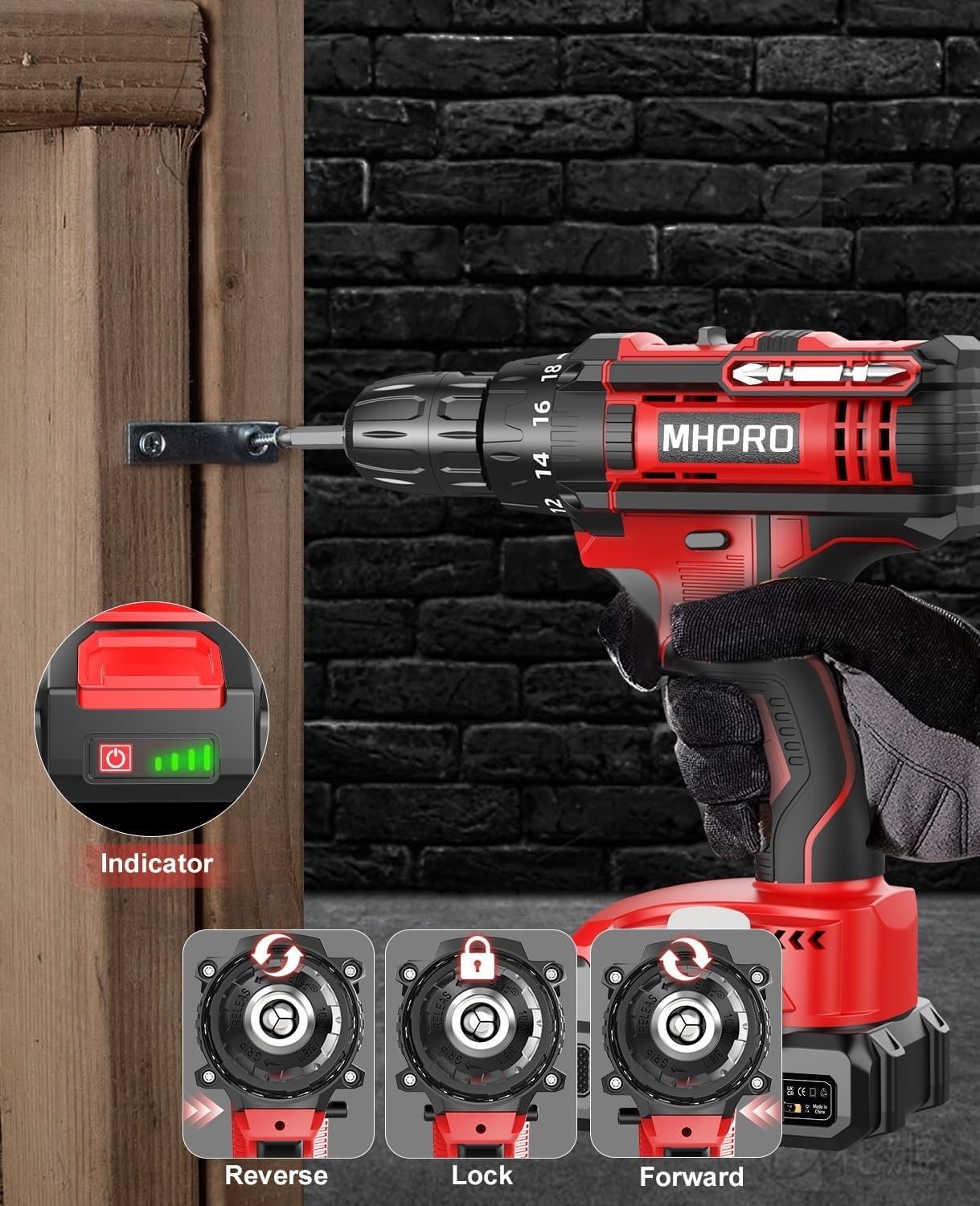 Trapano Avvitatore a Batteria 21 V, 42 Nm, con 2 Batterie da 2,0 Ah foto 4
