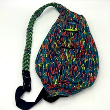 KAVU CROSSBODY ROPE SLING BAG MULTI POCKET BLUE PINK NEON