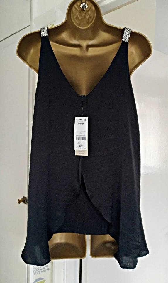 NEXT Black Diamante Evening Top - Size 12 - BNWT - Image 3 of 3