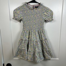 Polo Ralph Lauren Children Girls Floral Smocked Short Sleeve Dress Size 6 Preppy