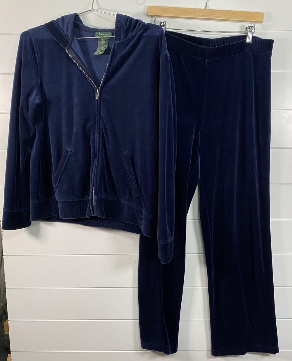 Tracksuits Ralph Lauren Womens Loungewear Lauren Ralph Lauren Velour  Tracksuit Womens Large Zip Hoodie Pants