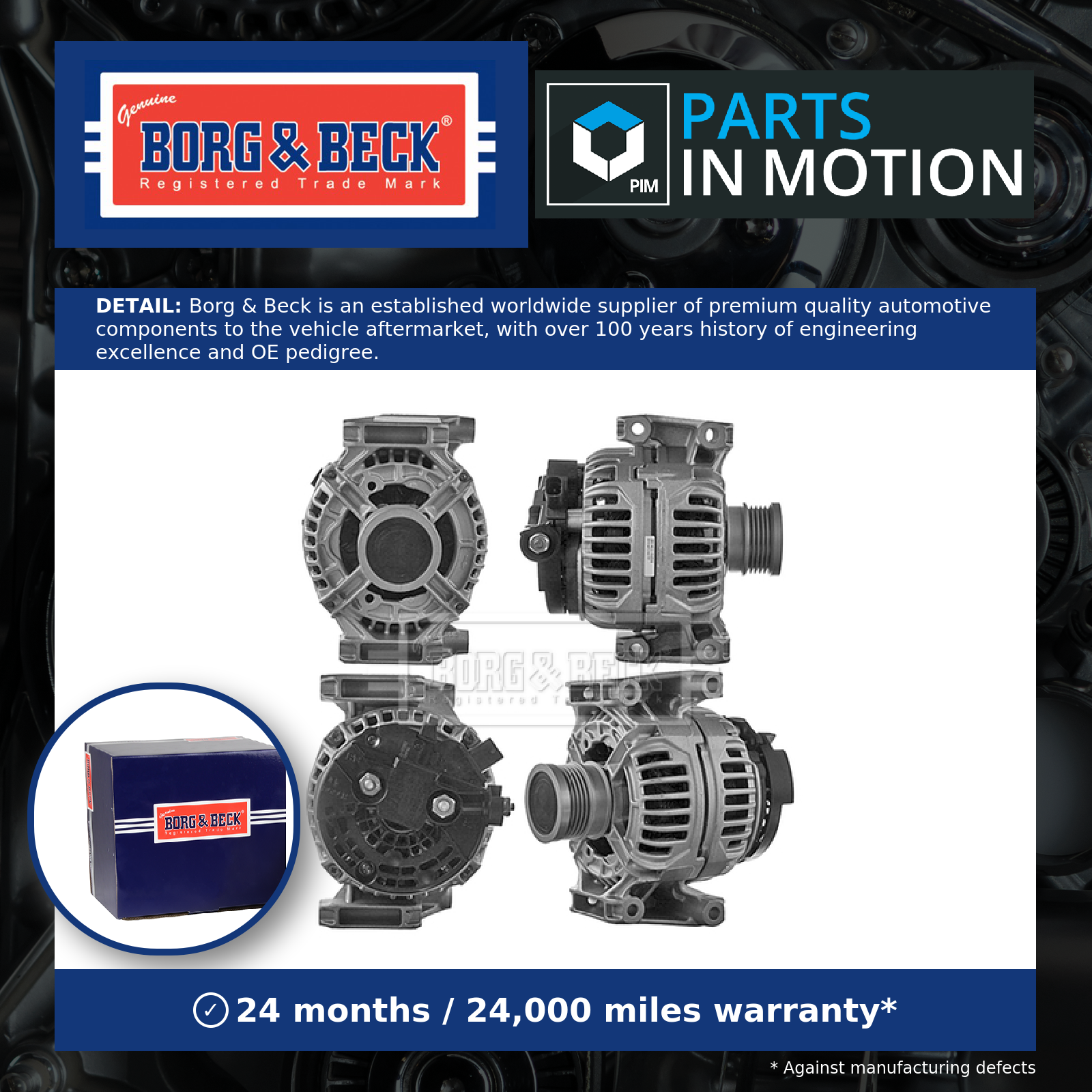 Alternator BBA2575 Borg & Beck 12755484 12785604 Genuine Top Quality Guaranteed