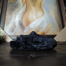 Womens Nike Calm Mule Slides Size 5 6 7 8 9 Black Fuzzy FZ3119 001