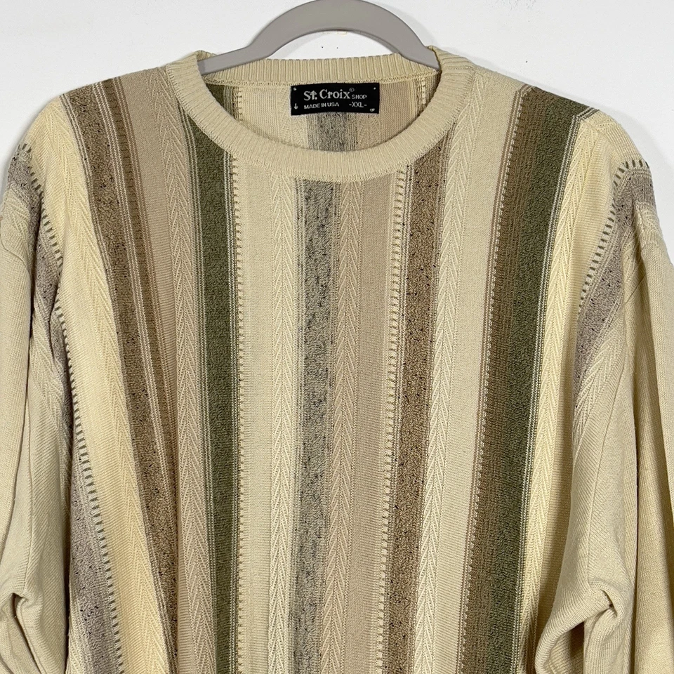 Vintage St Croix Pullover Crewneck Sweater Mens Sz 2XL Cosby Style Oldmoney - Image 2 of 4
