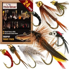 RoxStar Fly Trophy Trout 24pk Top Wet & Dry Flies for Trout. Proven Nationwid...