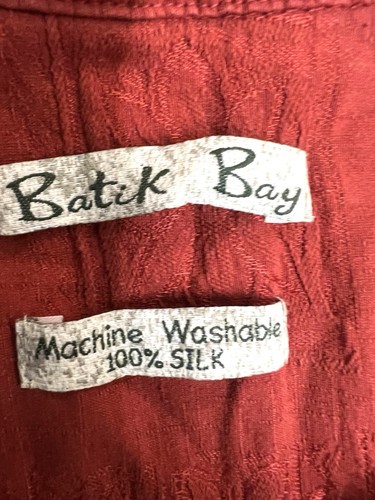 Batik Bay Hawaiian Shirt Button Up Short Sleeve 100% Silk Men's Size 3XLT Red - Picture 10 of 16