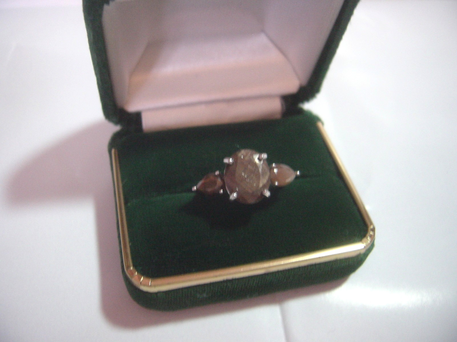 magnificent solid silver large chocolate brown ge… - image 1