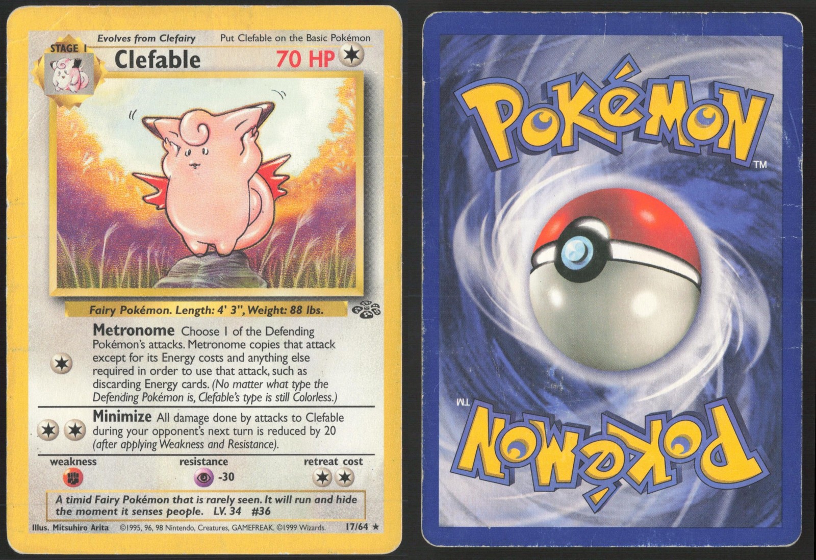 Pokemon TCG | Clefable 17/64 | Jungle Rare | Heavily Played